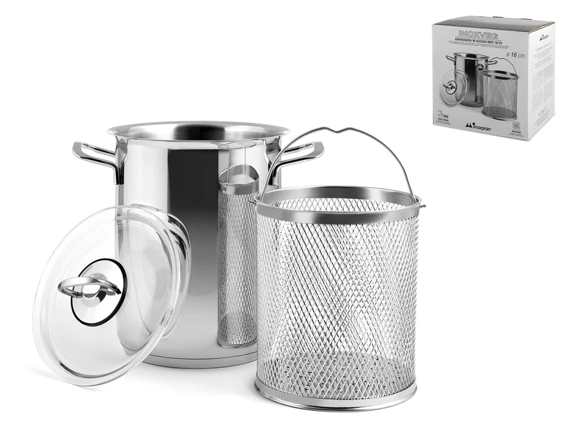 INOXPRAN Stainless Steel Asparagus with Basket, 16 cm, Standard, Medium