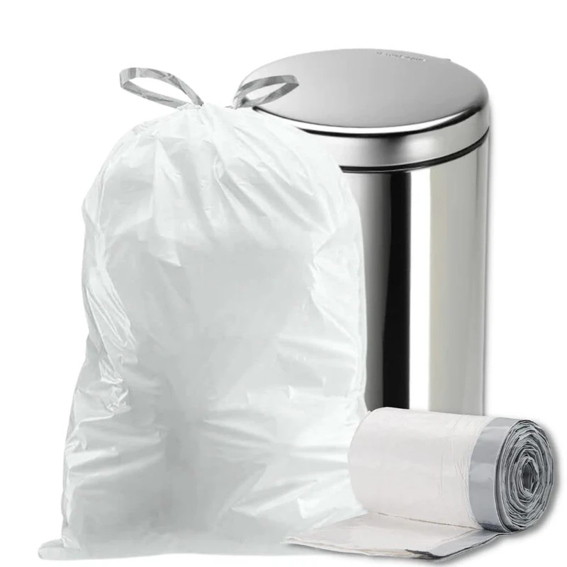 Plasticplace 18 Gallon Trash Bags │ 2.0 Mil │ White Drawstring Garbage Can Liners │ 25.5''x28 (80 Count)