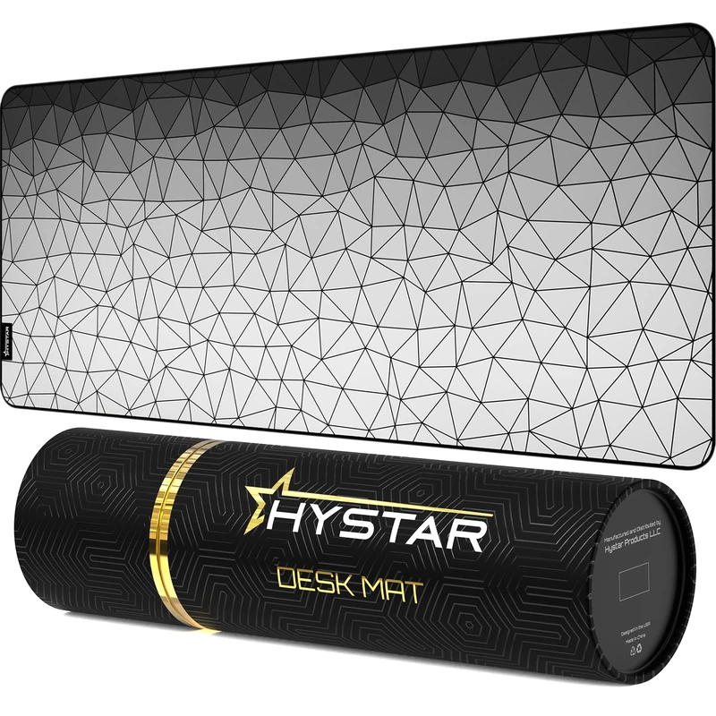 Hystar Extended Gaming Mouse Pad | XXL 36" x 16" | 5mm Thick, Waterproof Surface, Smooth Polyester Fabric, and Natural Rubber Base | Poly White