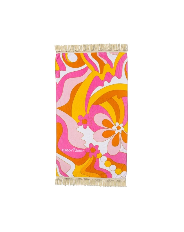 FUNBOY & Barbie Luxury Dream Oversized Beach Towel with Fringe Medium - Image 1