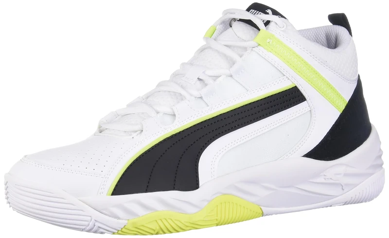 PUMA Men's Rebound Future Evo Core Sneaker, White Black-Light Lime, 9.5 UK