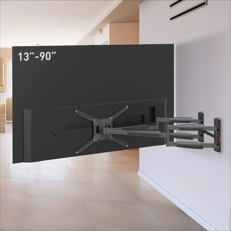 Barkan 41" Long TV Wall Mount, 13-90 inch Dual Arm Full Motion Articulating - 4 Movement Premium Flat/Curved Screen Bracket, Holds up to 132lbs, Extra Stable, Fits LED OLED LCD