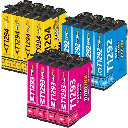T1295 Replacement for Epson T1291 T1292 T1293 T1294 T1295 Multipack Ink Cartridges for Epson Stylus SX435W SX235W WF-3520 WF-3540 WF-7515 WF-7525 SX425W SX445W SX525WD SX535WD BX305FW, 12-Pack