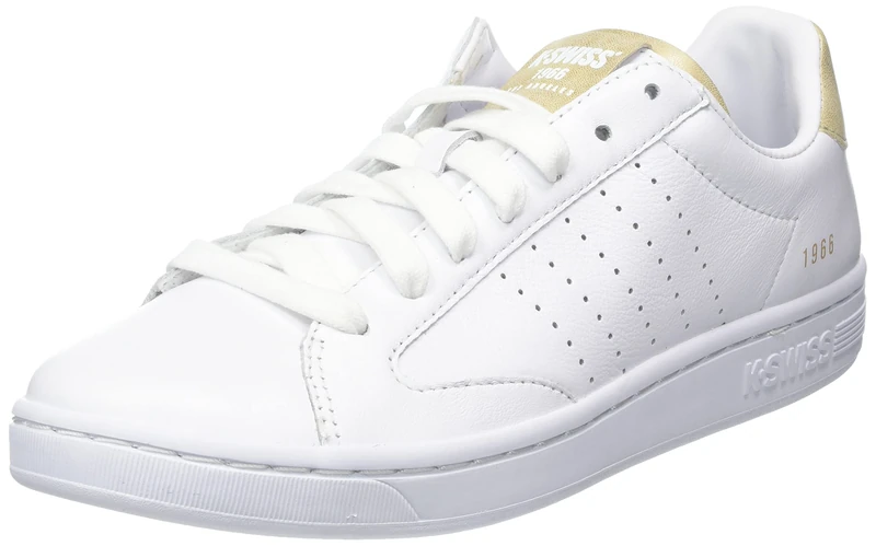 K-Swiss Women's Lozan Klub LTH Sneaker, Wht Wht Champagne, 7.5 UK