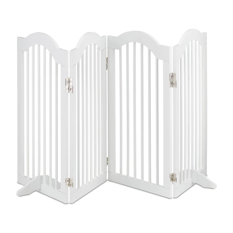 Relaxdays Safety Gate, Foldable Fence, Stable Feet, Protection for Children&Pets, Free-Standing, HWD: 92 x 205cm, White
