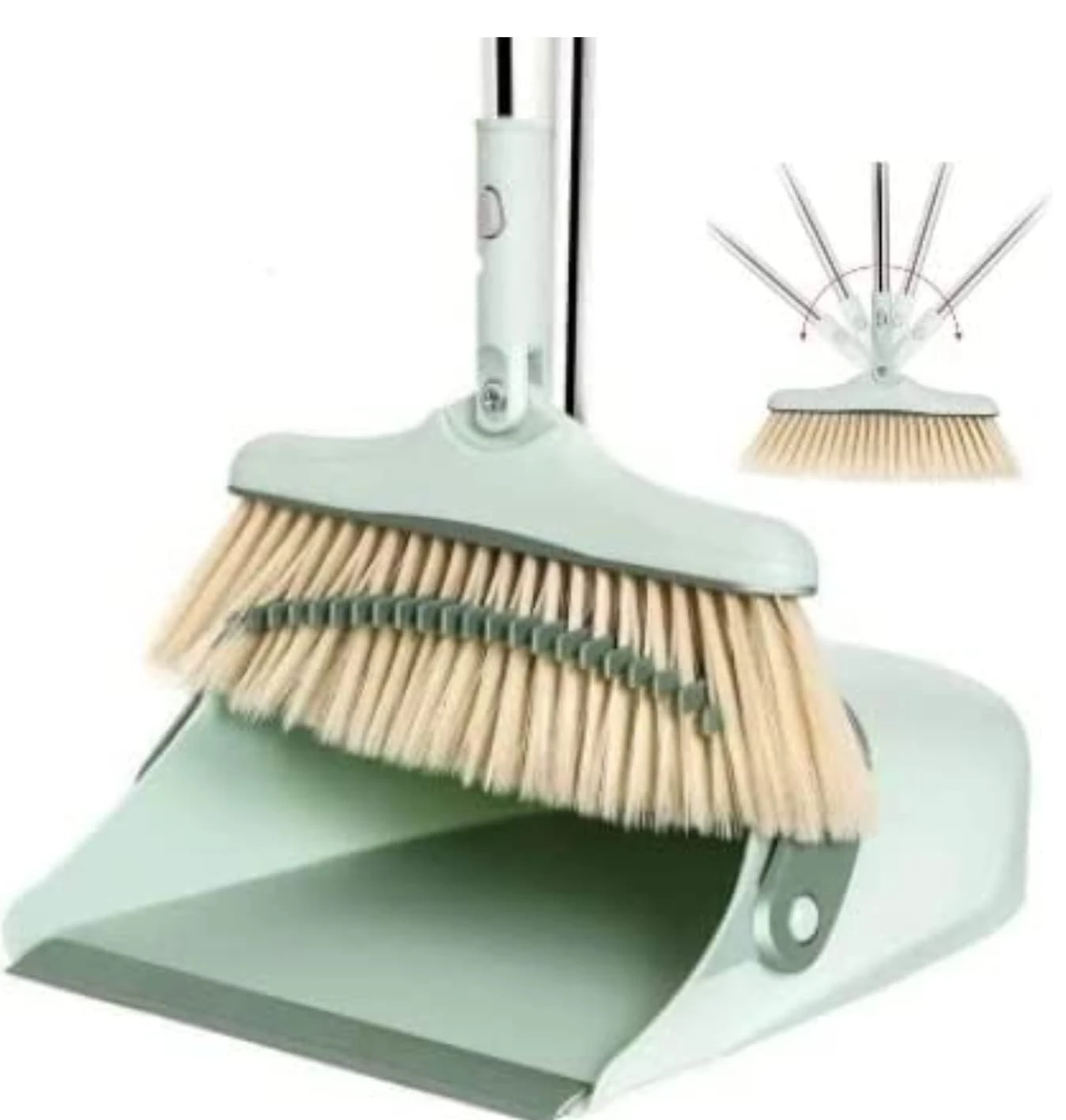 EVENT! SWISSPACK TWIST 54" Long Handled Dustpan and Brush, Broom and Dustpan Set, Household Dust pan Combo, Long Handle for Indoor Outdoor Household Cleaning and Sweeping Green