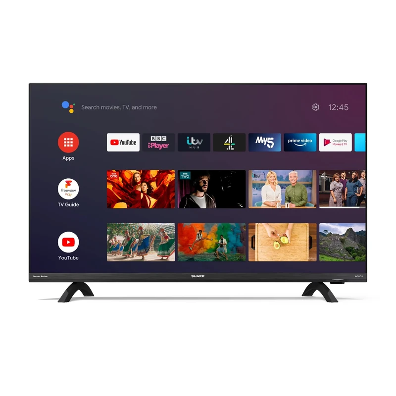 SHARP 32DI3KA Frameless 32 inch 720p Smart Android TV with Freeview HD, Google Assistant, Google Chromecast, 3 x HDMI, 3 x USB and Bluetooth - Black - Image 1