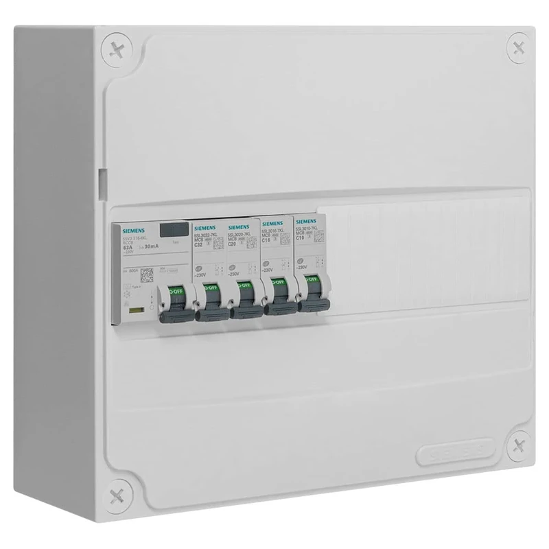 Siemens 1 Row Image 1 Isolator Switch Various 63A Type A + 4 Circuit Breakers