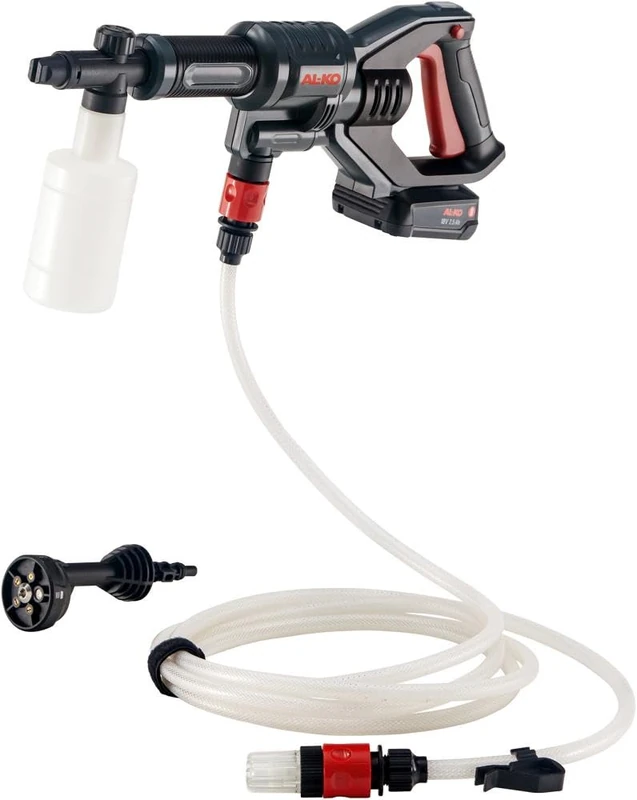AL-KO PW 1850 Cordless Pressure Washer, 18 V Li-Ion Battery, Max. Pressure 22 Bar, Includes 5 in 1 Functional Water Nozzles, Grey