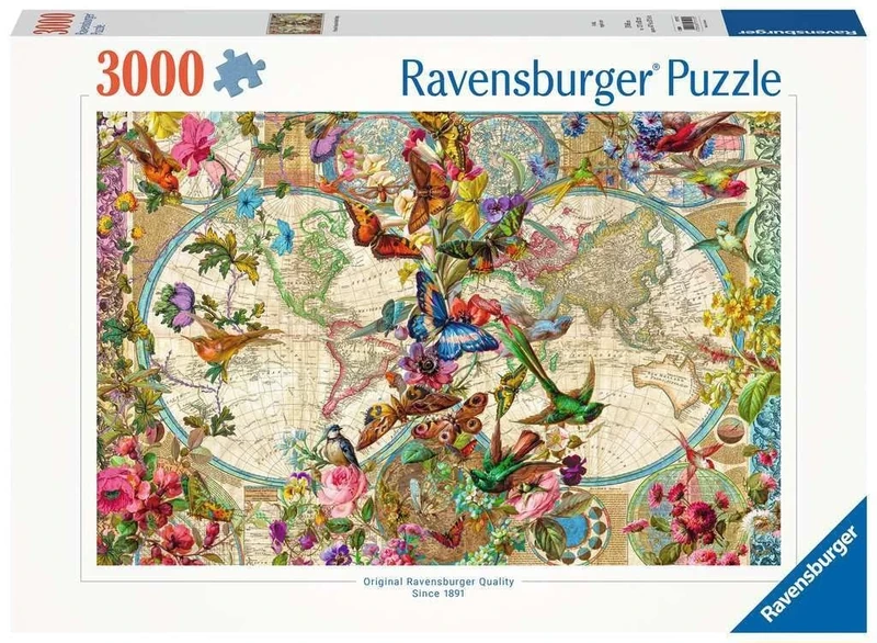 Ravensburger Flora & Fauna World Map 3000 Piece Jigsaw Puzzle for Adults and Kids Age 12 Years Up