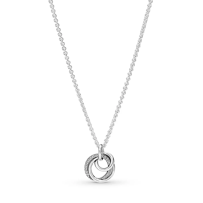PANDORA Moments Women's Sterling Silver Family Always Encircled Pendant Necklace, 60cm, No Box