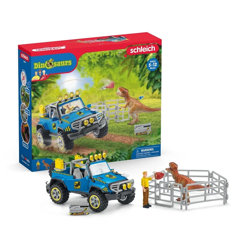 SCHLEICH 41464n Off-road vehicle with dino outpost Dinosaurs Toy Playset for children aged 4-12 Years