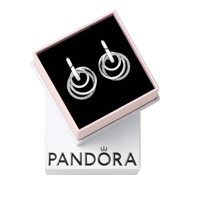 Pandora Moments Women's Sterling Silver Family Always Encircled Hoop Earrings, No Box - Image 1