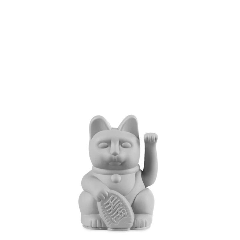 DONKEY Lucky Cat Mini | Grey - Japanese Lucky Charm Waving Cat in Grey, 9.8 cm High - Image 1