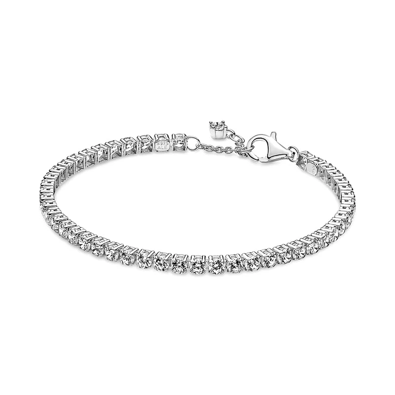 PANDORA Timeless Women's Sterling Silver Sparkling Tennis Bracelet, Size 18, No Box