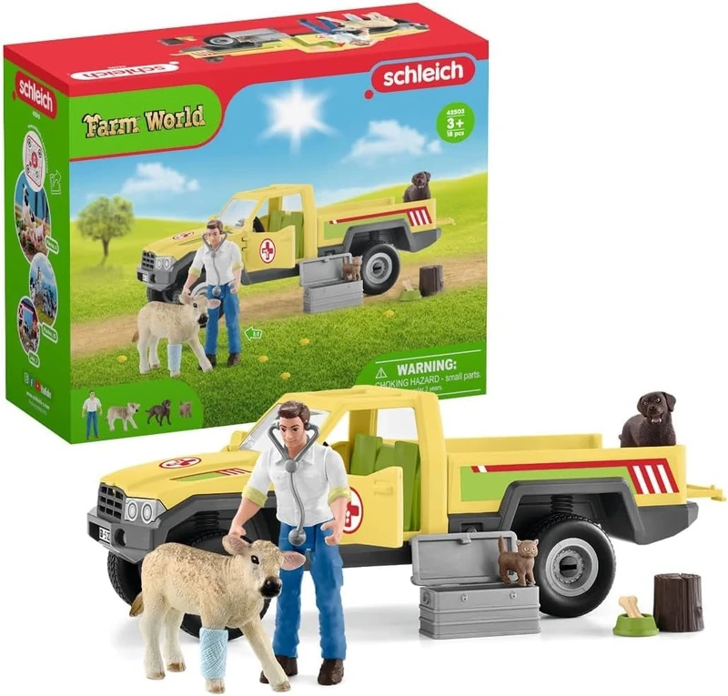 SCHLEICH 42503n Veterinarian visit at the farm Farm World Toy Playset for children aged 3-8 Years