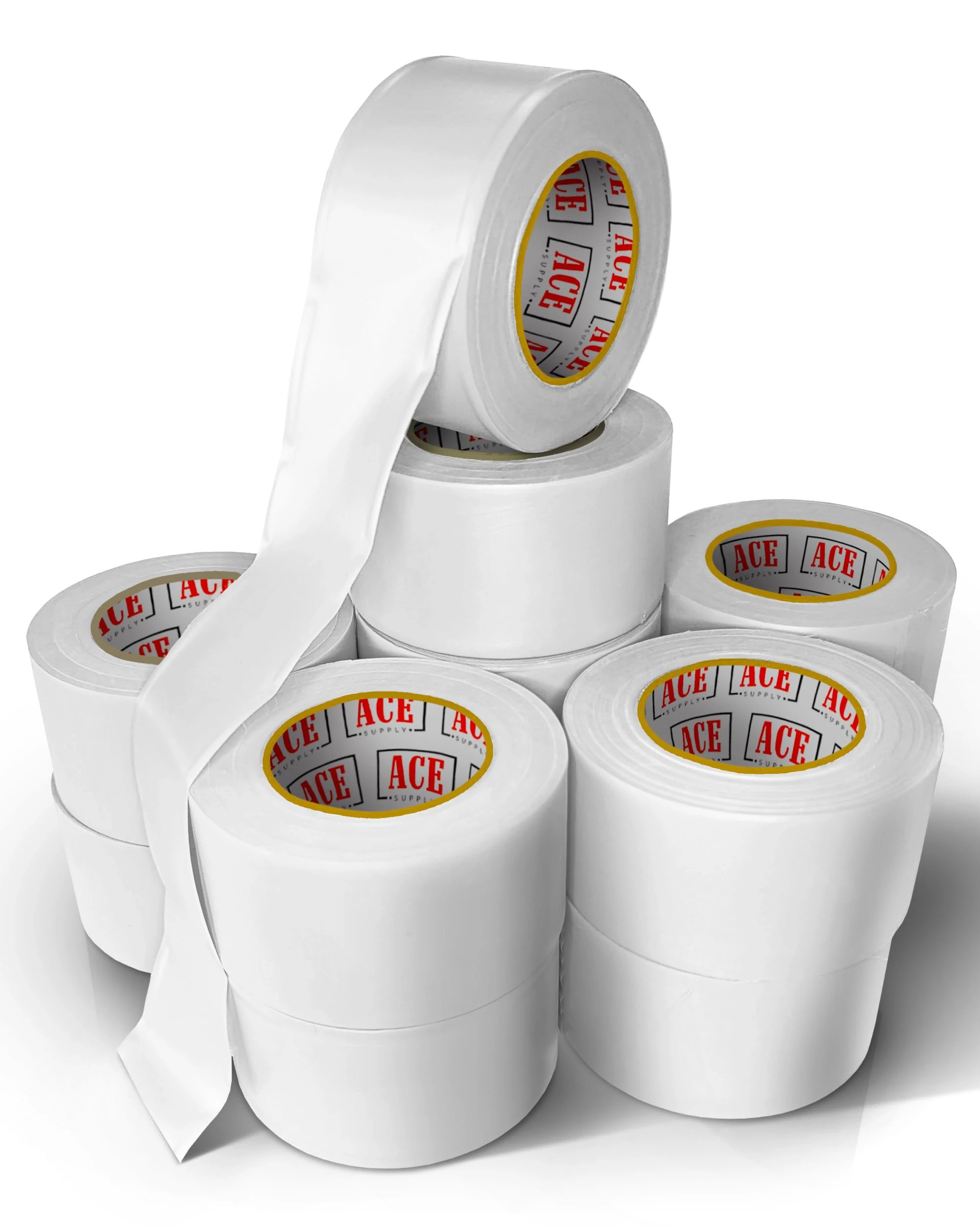 White Flagging Tape 144 Pack - Non-Adhesive - 1.5" Width, 150' Length, 2 Mil - Marking Tape for Trees, Plastic Ribbon for Branches - Use As Surveyors Tape, Survey Tape, Barricade Tape, Or Flag Tape