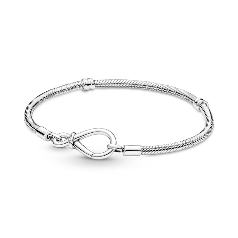 Pandora Moments Snake chain sterling silver bracelet with infinity clasp, 23