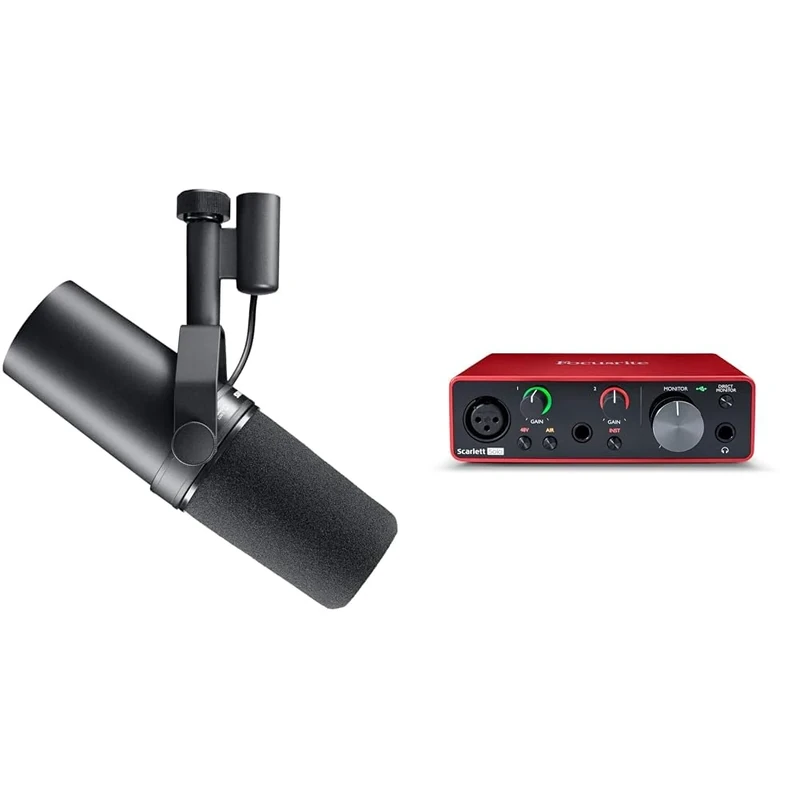 Shure SM7B Vocal Dynamic Microphone for Broadcast, Podcast & Recording, XLR Studio Mic - Black & Focusrite Scarlett Solo 3rd Gen USB Audio Interface, for the Guitarist, Vocalist