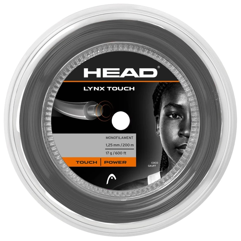 HEAD Lynx Touch 200m Reel Tennis String, Black, size 16