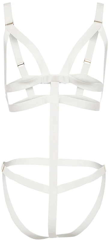 Cosabella Women's Cleopatra Bondage Bodysuit Lingerie, Moon Ivory, M