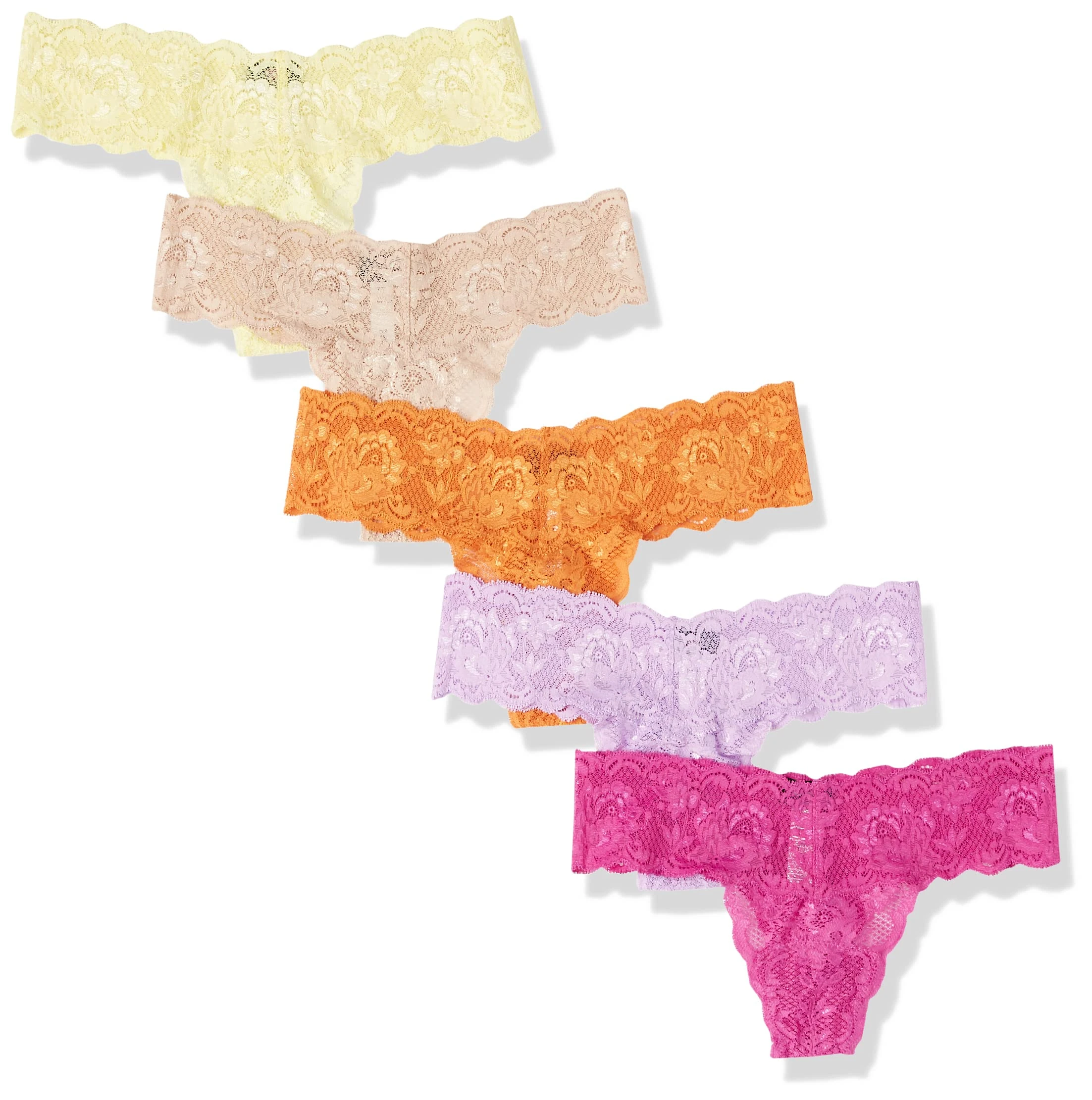 Cosabella Women's Say Never Cutie Low Rise Thong 5 Pack Panties, ICY Violet Cape Fuchsia Garcinia Camel Mignonette, One Size (Pack of 5)