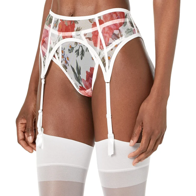 Cosabella Women's Sardegna Printed Garterbelt Garter Belt, Peony, M-L
