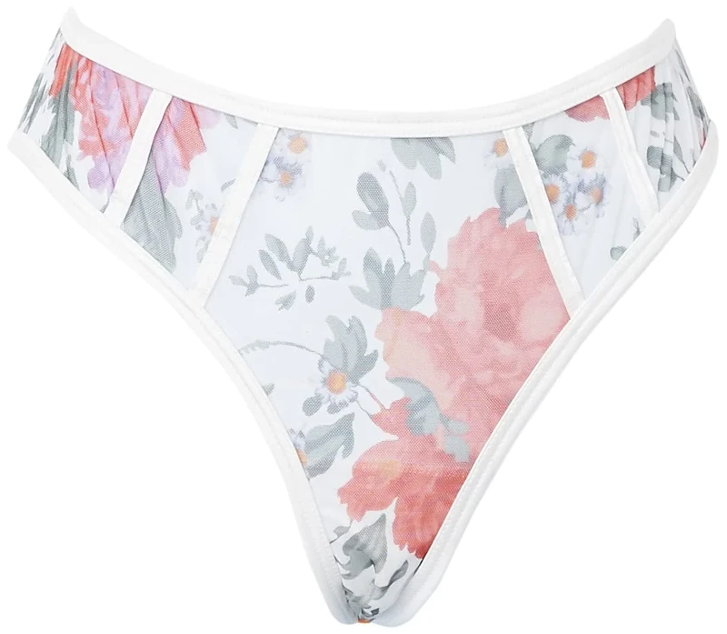 Cosabella Women's Sardenga Printed Ouvert Bikini Style Underwear, Peony, M