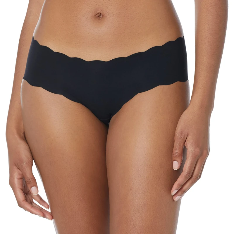 Cosabella Women's Free Cut Scalloped Hotpant Boy Short Panties, Black, XL