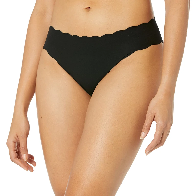 Cosabella Women's Free Cut Scalloped High Waist Bikini Style Underwear, Black, Large