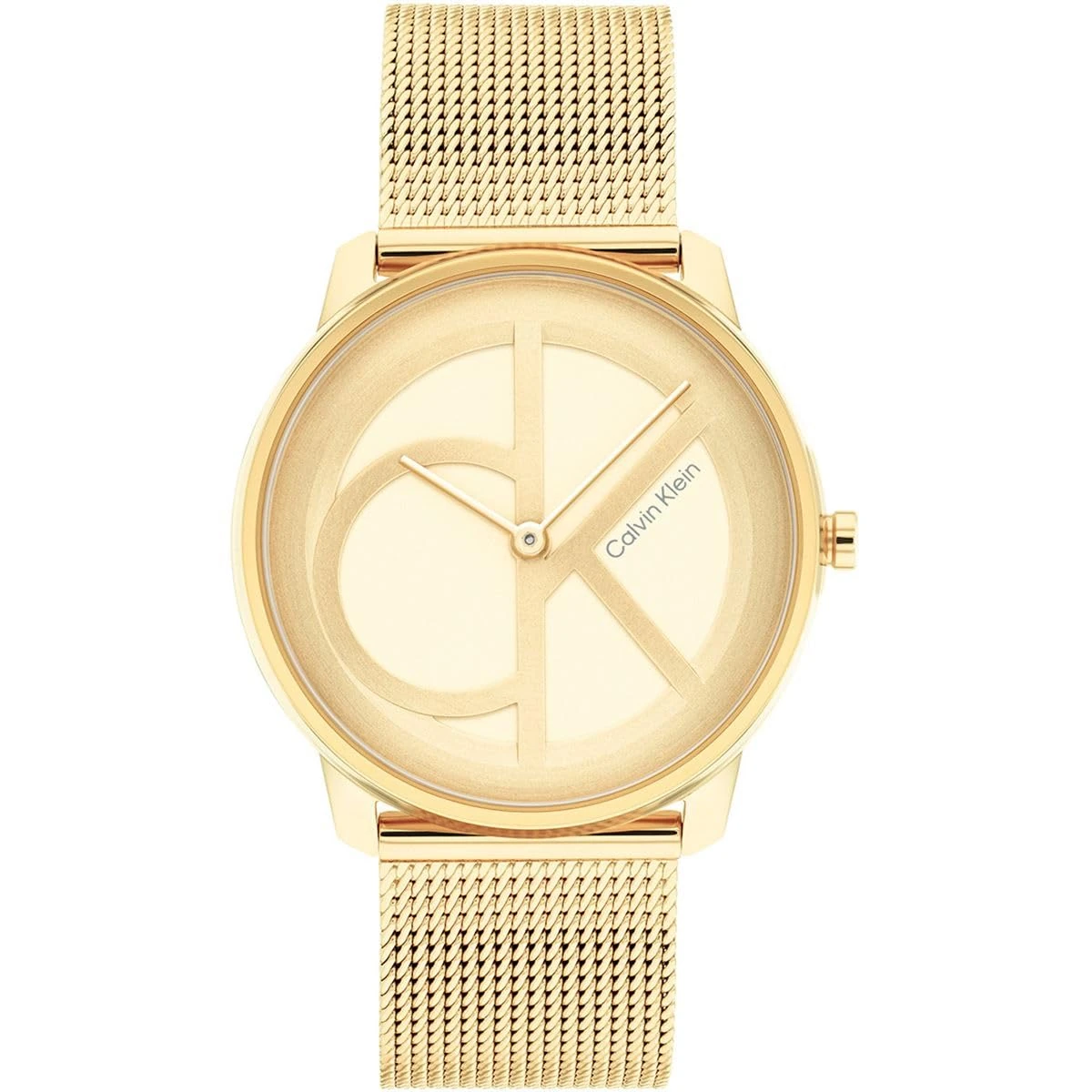 Calvin Klein Analogue Quartz Watch for Men and Women Iconic MESH - 35MM Collection with Gold Colored Stainless Steel Mesh Bracelet - 25200034
