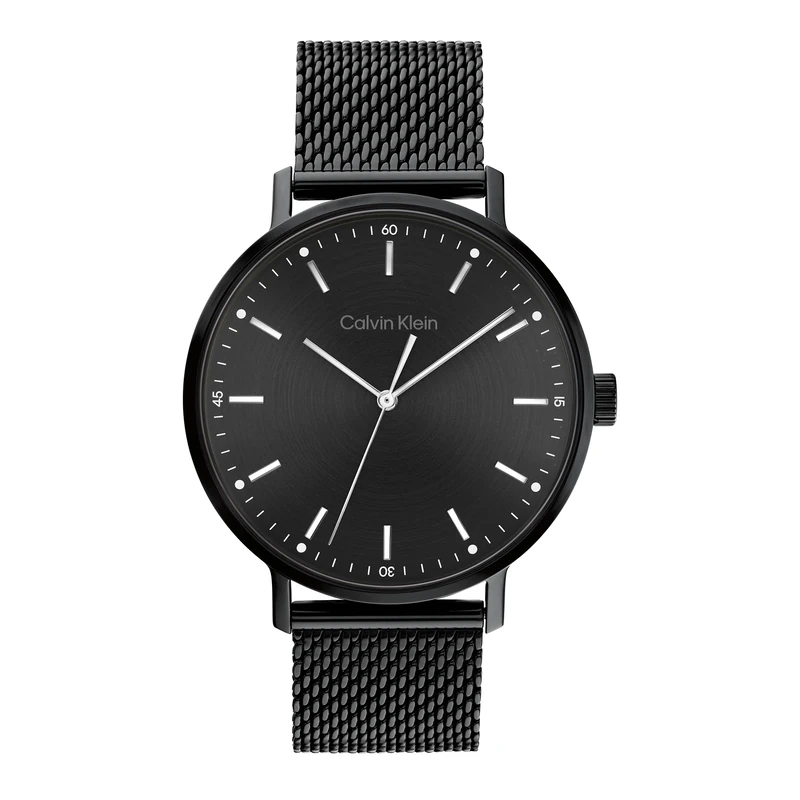 Calvin Klein Analogue Quartz Watch for Men Modern MESH Collection with Black Stainless Steel Mesh Bracelet - 25200046