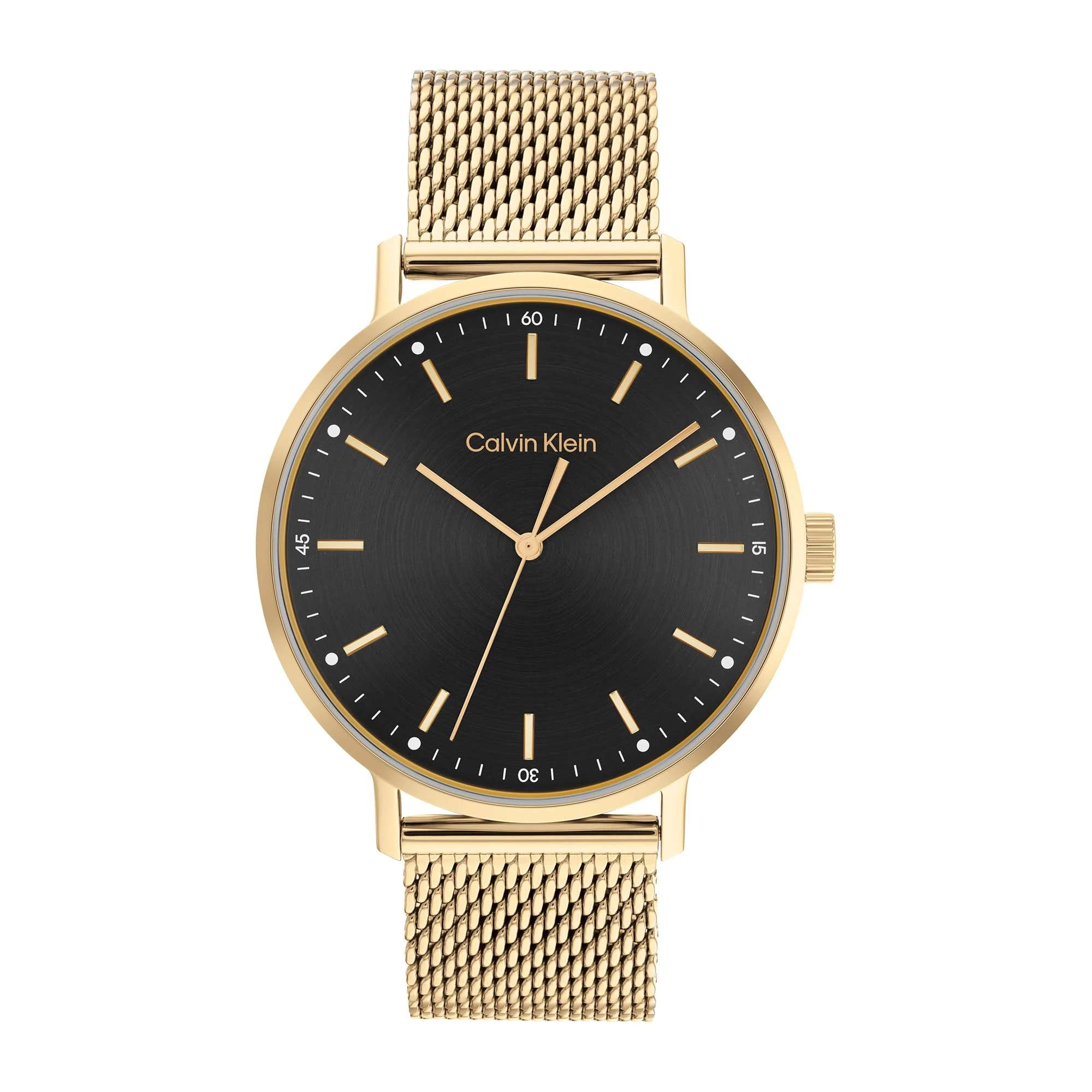 Calvin Klein Analogue Quartz Watch for Men Modern MESH Collection with Gold Colored Stainless Steel Mesh Bracelet - 25200049
