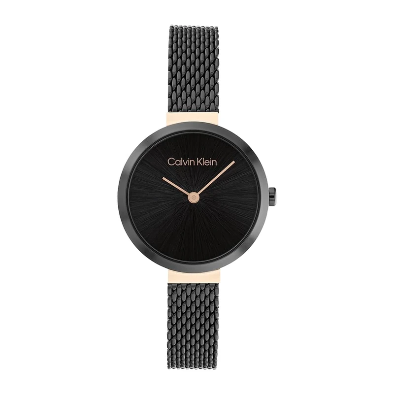 Calvin Klein Analogue Quartz Watch for Women Minimalistic T BAR 28MM MESH Collection with Black Stainless Steel Mesh Bracelet - 25200084
