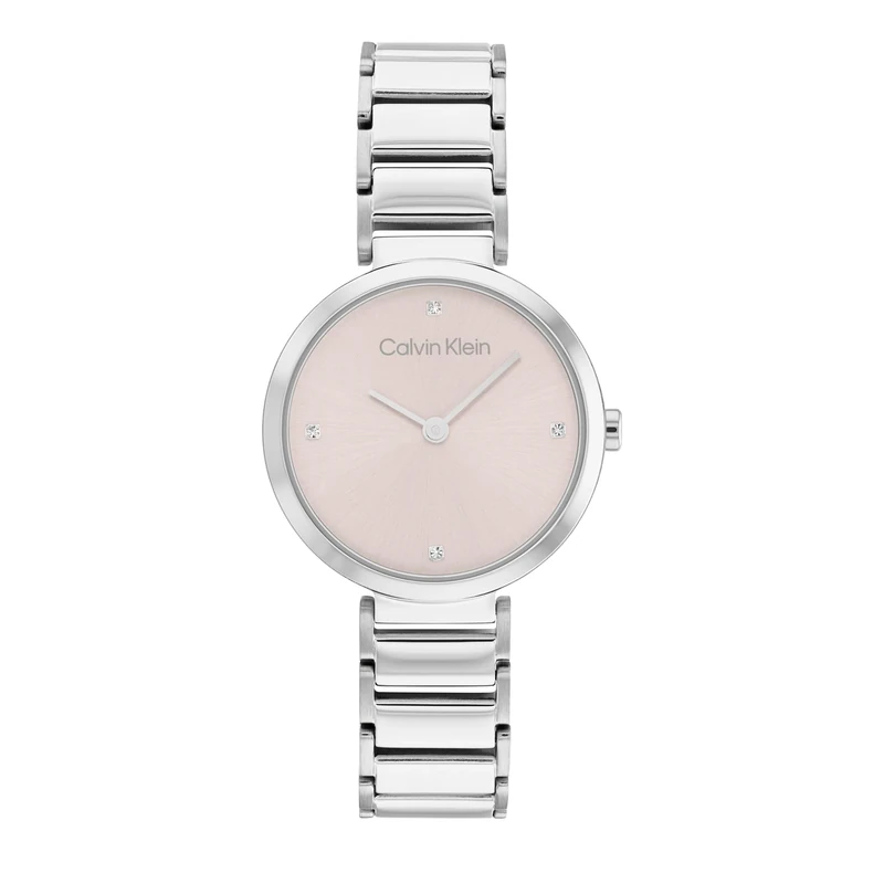 Calvin Klein Analogue Quartz Watch for Women MINIMALISTIC T BAR 28MM Collection with Silver Stainless Steel Bracelet - 25200138