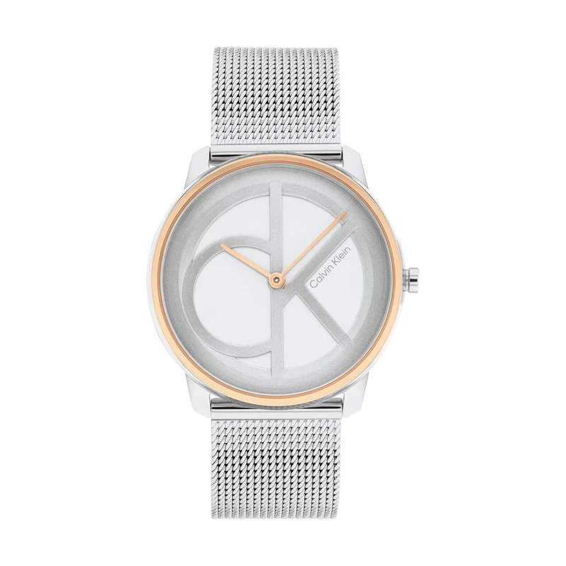 Calvin Klein Analogue Quartz Watch for Men and Women Iconic MESH - 35MM Collection with Silver Stainless Steel Mesh Bracelet - 25200033