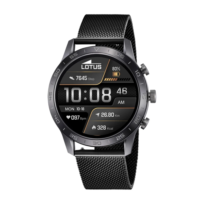 Lotus 50048/1 Black IP PVD-Plated Smartwatch with Steel Mesh Bracelet