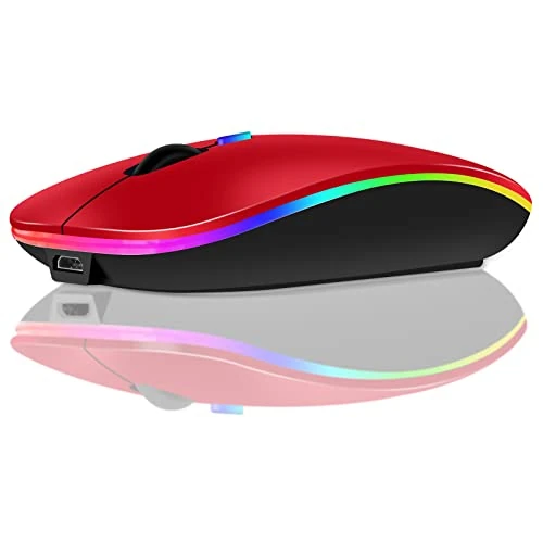 LEAPEST Wireless Mouse for Laptop, Rechargeale Bluetooth Mouse for Macbook Pro/Air/Chromebook/Computer -LED Dual Mode(USB 2.4Ghz + Bluetooth 5.1) Silent Mouse with USB C Adapter (Pink)