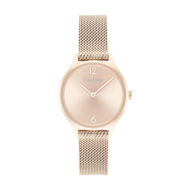 Calvin Klein Women's Carnation Gold Mesh Bracelet Watch, 28mm Diameter, Quartz