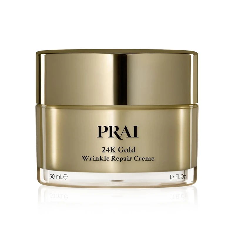 PRAI 24k Gold Caviar Wrinkle Repair Creme 50ml - Intensive Real 24K Gold - Advanced Anti-Ageing Anti-Wrinkle Skincare - Hydrates, Firms, Brightens Skin - With Hyaluronic Acid, Peptides & Sunflower Oil