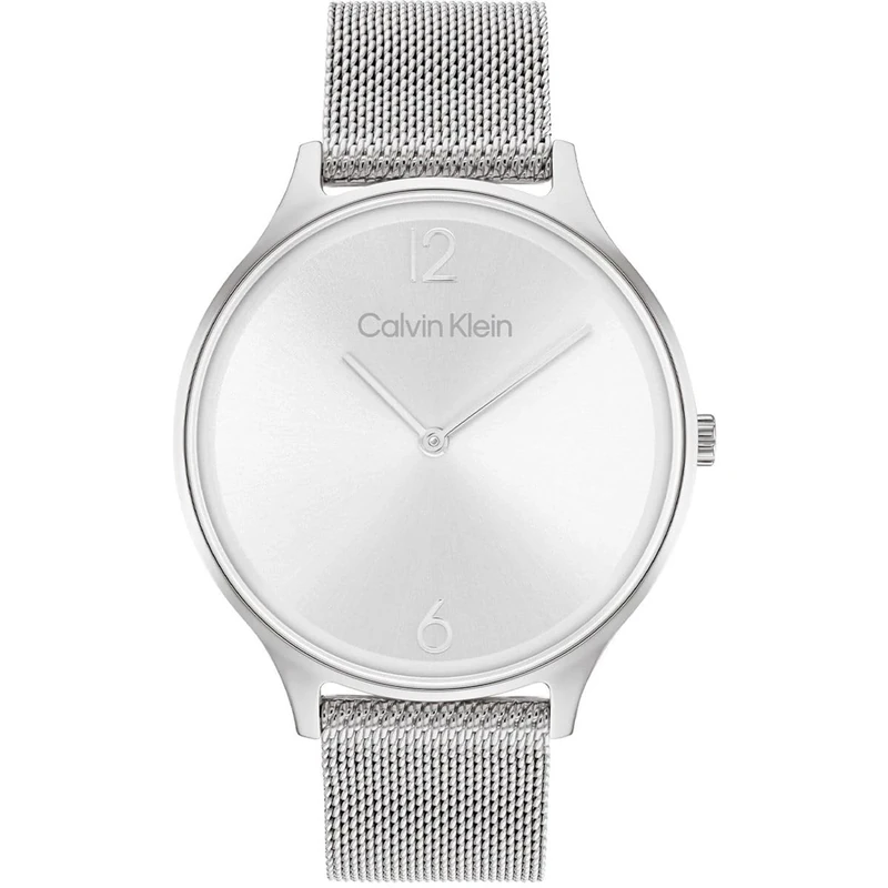 Calvin Klein Analogue Quartz Watch for Women Timeless MESH 38MM Collection with Silver Stainless Steel Mesh Bracelet - 25200001