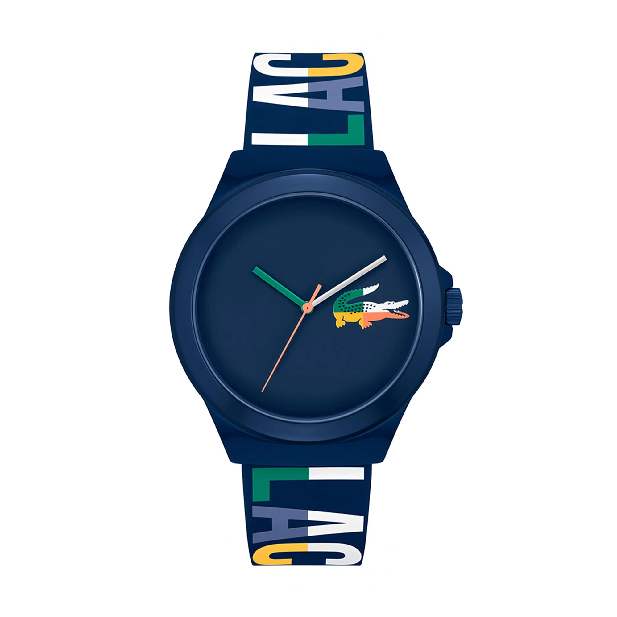 Lacoste Analogue Quartz Watch for Men NEOCROC Collection with Navy Blue Silicone Bracelet - 2011184