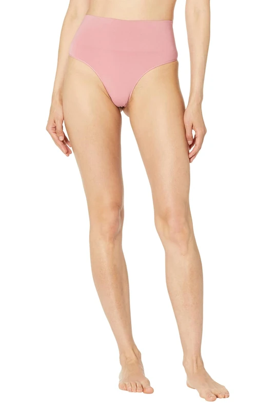SPANX Everyday Shaping Panties Thong - Supportive with Shaping Waistband - Comfortable Underpants for Women, Ballet Rouge, XS