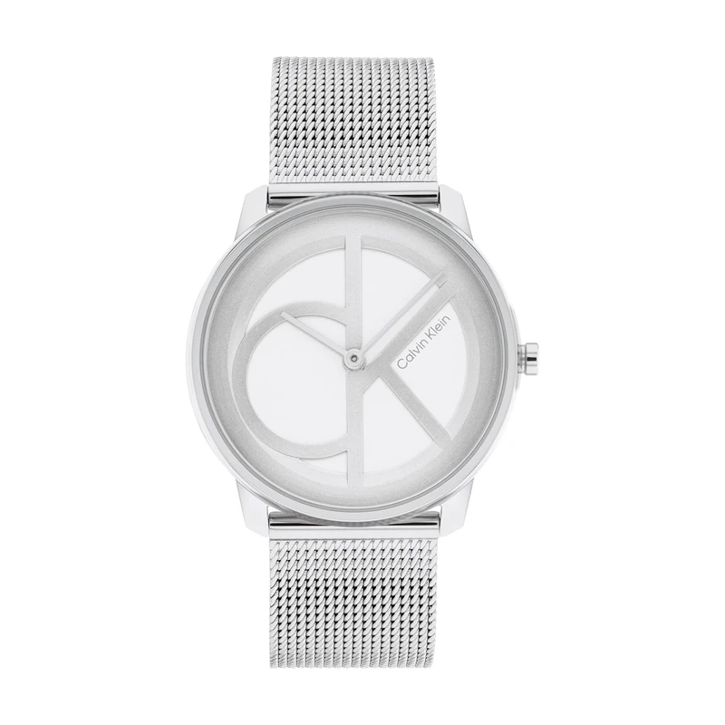 Calvin Klein Analogue Quartz Watch for Men and Women Iconic MESH - 35MM Collection with Silver Stainless Steel Mesh Bracelet - 25200032