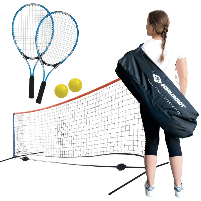 Schildkröt Tennis Set in a Backpack, for Amateurs, Freestanding Net, 2 Rackets, 2 Balls (Ø7 mm), Net Dimensions 300 cm x 75 cm, 6 Plastic Cones, on A Shoulder Bag, 970986 - Image 1
