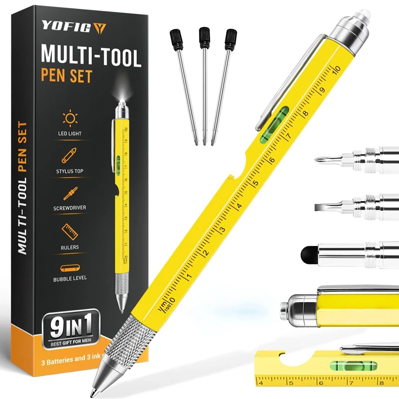 YOFIG Gifts for Men, Valentines Gifts for Him, 9 in 1 Multi Tool Pen, Mens Gift Gadgets for Men, Father's Day Gift