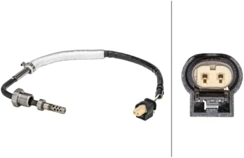 HELLA 6PT 358 181-061 Sensor, exhaust gas temperature - 2-pin connector - Bolted - Cable: 230mm