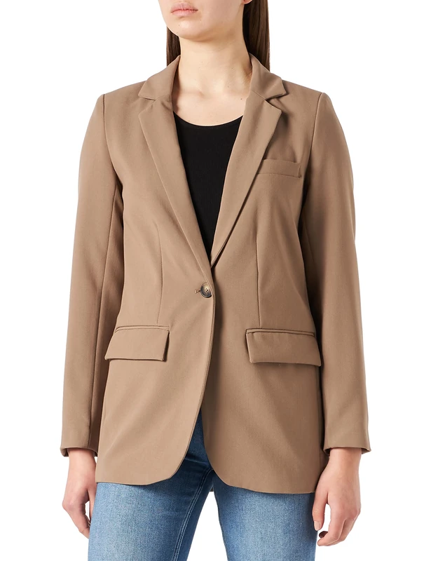 Object Women's Objsigrid L/S Noos Blazer, Fossil, 16