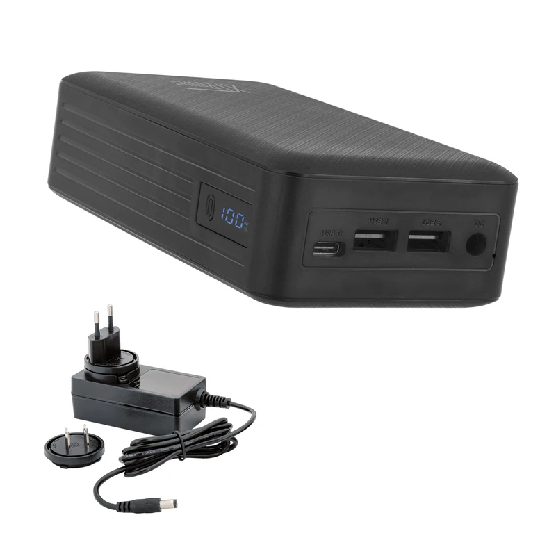 XTPower XT-27000DC-PA Powerbank with AC Adapter – Modern External Battery with DC 5V to 24V + USB-C PD + 2x USB QC3 with 26800 mAh – for Laptops, Tablets, Smartphones, Cameras
