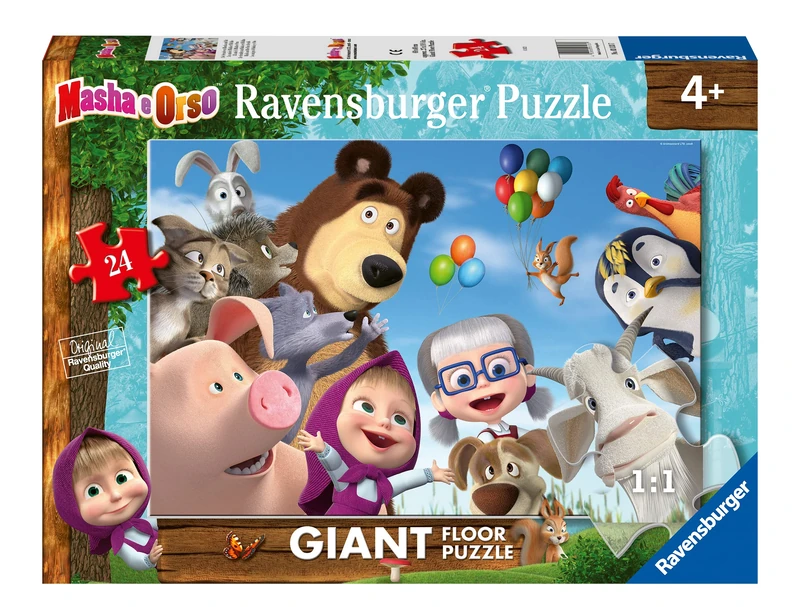 Ravensburger, Masha and Bear 24 Pieces Giant Floor Puzzle for Children, Recommended Age 3+, Multicolored, 03133 7 - Image 1